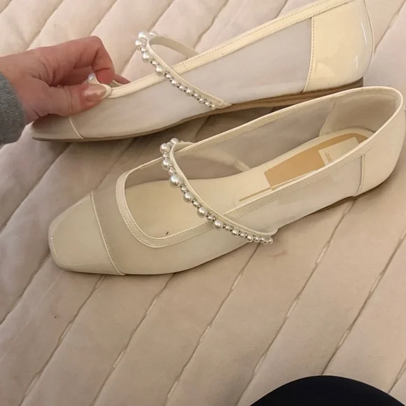 Dolce Vita White Pearl-Embellished Flats - Picture 3 of 4